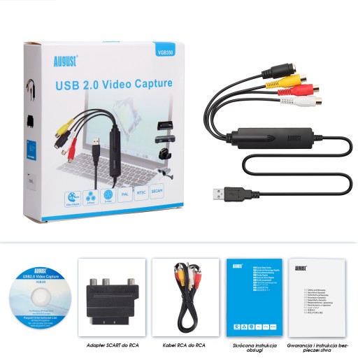 August VGB350 Video Grabber USB-копирование VHS на ПК