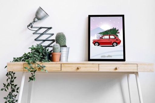 Картинка для стены малыша Fiat 126p с рождеством