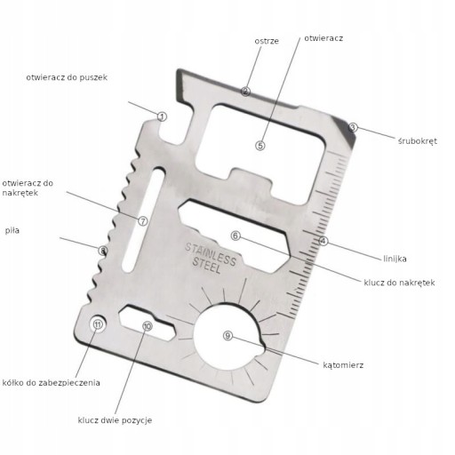 SURVIVAL SURVIVAL CARD Карточка выживания 5 x 7,5 см 11 в 1
