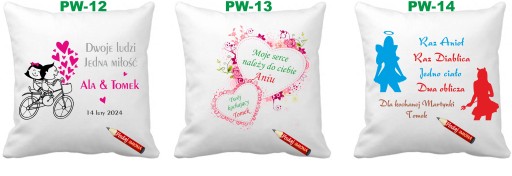 Poduszka walentynkowa wiersz + imiona imię Wzory MIX