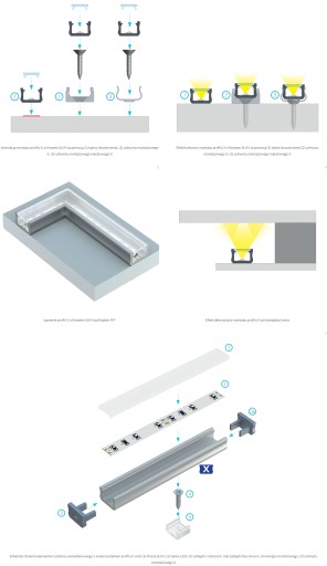 Uchwyt montażowy Transparentny nawierzchniowy do Profila Aluminiowego typ X