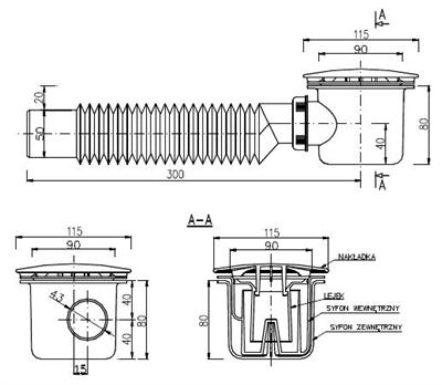 Dekiel maskownica syfonu FI 90 AKCES AQUAFORM