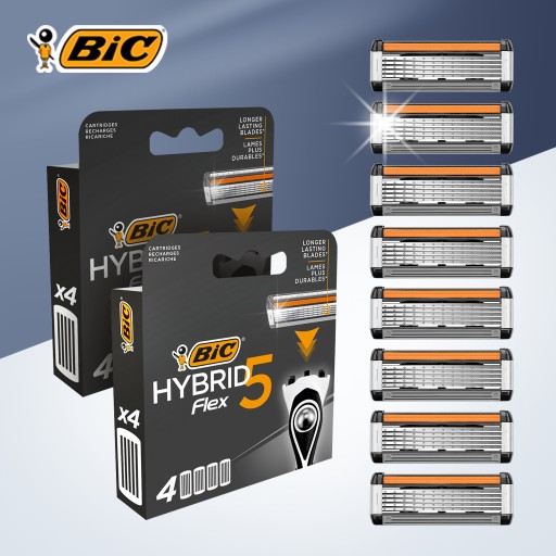 BIC HYBRID 5 FLEX МАШИННЫЕ КАРТРИДЖИ ЛЕЗВИЯ НОЖИ БЛИСТЕРНЫЙ НАБОР x8