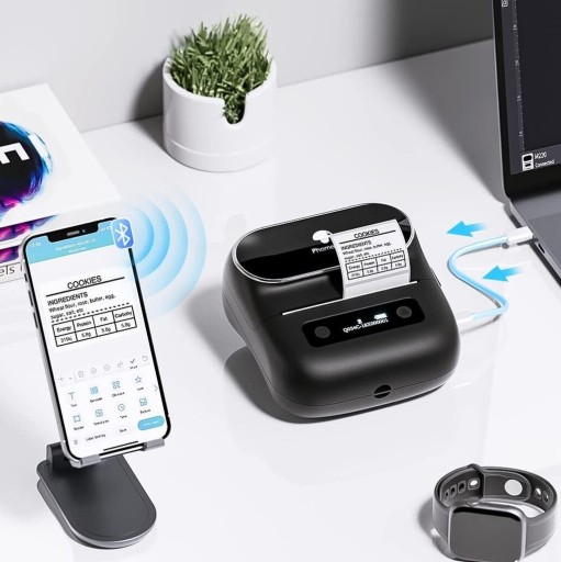 Термопринтер этикеток Phomemo M220 с Bluetooth Android IOS длиной до 80 мм