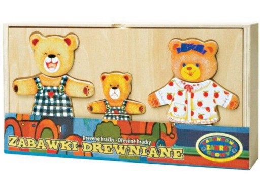 DREWNIANA UKŁADANKA 3 MISIE RODZINKA UBIERANKA