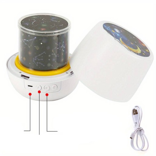 LAMPKA NOCNA PROJEKTOR GWIAZD NIEBA OBROTOWA 360° RZUTNIK DLA DZIECI LED