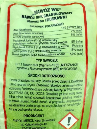 2kg Nawóz granulowany do truskawek poziomek plony