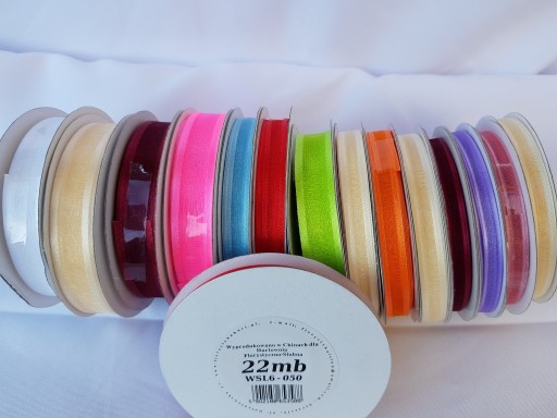 Wstążka tasiemka satynowa w kropki 50mm/22mb 18kol