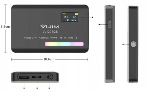 Профессиональная светодиодная студийная лампа, светодиодное освещение RGB, АККУМУЛЯТОР 3100 мАч