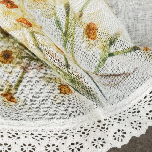 Firana zazdrostka FLORA 60x150 cm koronka żonkile