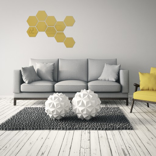 Современное декоративное зеркало GOLD HEXAGON 3D