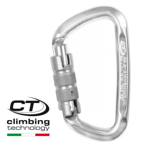 Karabinek triplex d-kształtny Climbing Technology – D-shape CF TG srebrny
