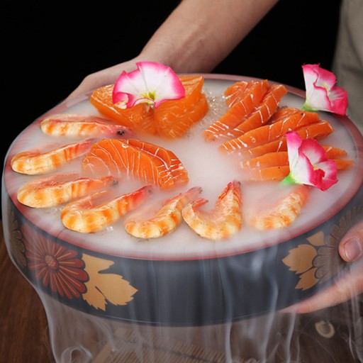 Wooden Round Tray Pallets Sushi Plate Snack Bowls