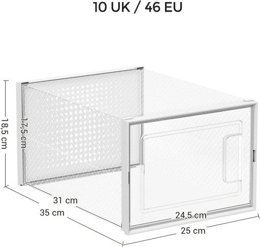 Ящик Songmics 25 x 35 x 18,5 см 0л белый, прозрачный