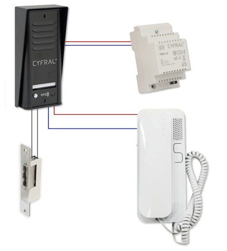 Домофон Cyfral Cosmo R1 1-семейный, черный, брелоки (белый унифон)