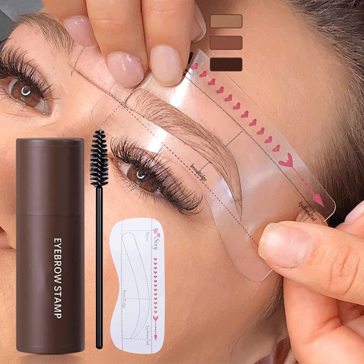 Штамп с помадой для бровей Nature Brown и набор трафаретов Nature Brown