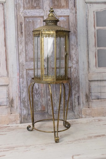 Lampion Latarnia Stojąca na Nogach na Świece - Vintage , Glamour - Lampa