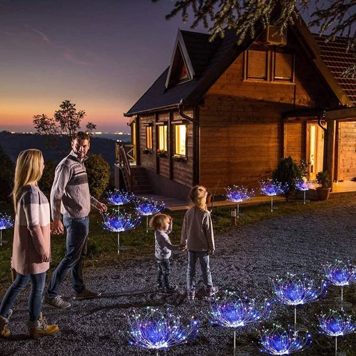 4 шт. СОЛНЕЧНАЯ САДОВАЯ ЛАМПА DANDULARS ФЕЙЕРВЕРК УКРАШЕНИЕ 480 RGB LED ДИСТАНЦИОННЫЙ