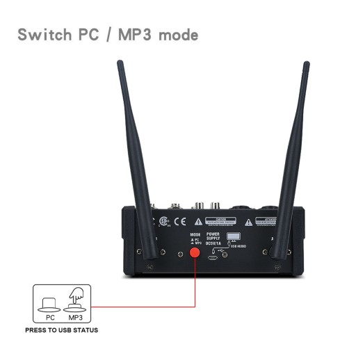 MIKSER ANALOGOWY 4-KANAŁOWY USB BLUETOOTH