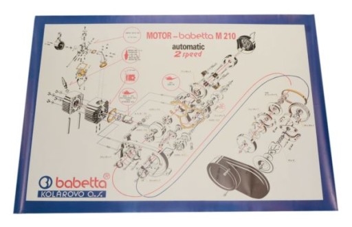Постер двигателя Jawa Babetta 210 845x595 мм схема