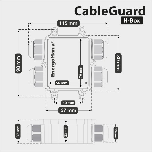 Poczwórna hermetyczna puszka kablowa instalacyjna IP68 CableGuard biała 4x