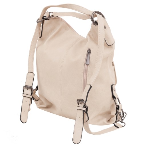 beżowa torebka plecak JGL torba skórzana worek 2w1 SHOPPER BAG