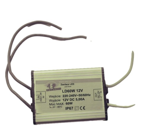 Transformator Zasilacz Elektroniczny LED 60W 12V DC 68x41x31 LD60W_12V