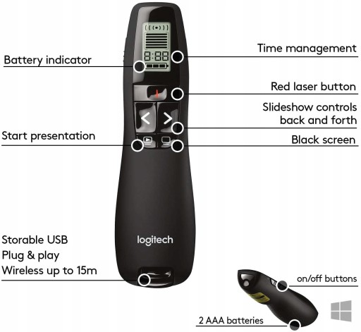 Logitech R700 Presenter, беспроводное соединение