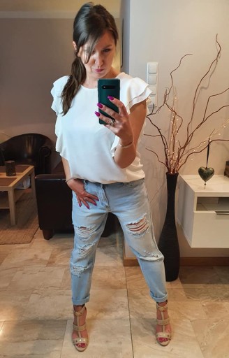 Włoskie jeansy BOYFRIEND dziury BAGGY Italy 36 S