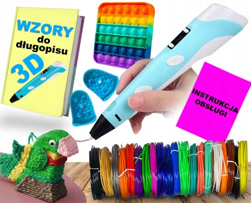 3D ШАРИЧНАЯ РУЧКА + стержни длиной 100 м + БЕСПЛАТНЫЕ ШАБЛОНЫ БЕСПЛАТНЫЙ НАБОР XXL ДЛЯ ДЕТЕЙ