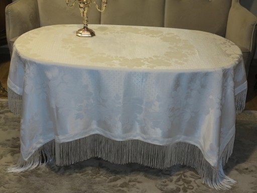 СПЕЦИАЛЬНЫЙ - WHITE BAW TABLECLOT - ШЕЛКОВЫЙ ДАМАСК СТРУЯЩАЯСЯ БАХОРКА 151/147+14