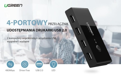 Переключатель KVM-переключатель USB 2.0 2 x 4 Принтер и т. д.