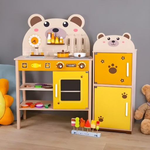 ДЕРЕВЯННЫЕ КУХОННЫЕ ИГРУШКИ ПОДАРОЧНЫЕ ИГРУШКИ КУХОННЫЕ БОЛЬШОЙ МЕДВЕДЬ МОНТЕССОРИ ЭКО