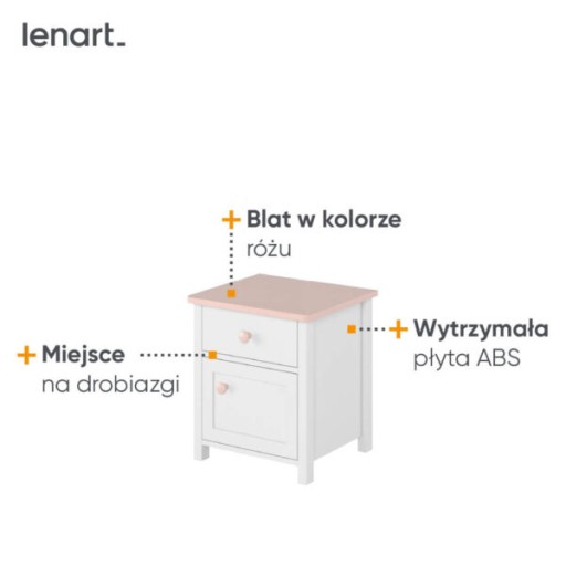 Lenart LUNA прикроватная тумба 45 х 51 х 42см белый - ДОСТАВКА В ТЕЧЕНИЕ 7 ДНЕЙ!!!