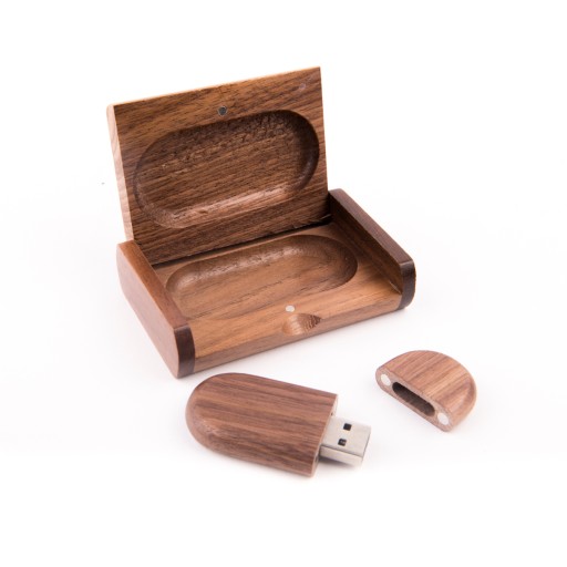 Флешка деревянная, орех, 32 ГБ, 3.0, USB-бокс, гравировка