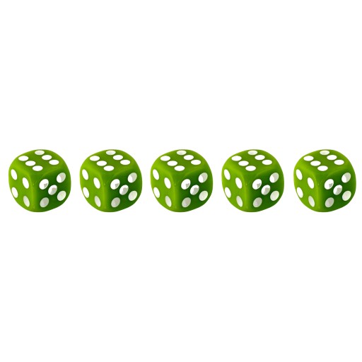 ZESTAW 5 KOSTEK K6 RPG KOŚĆ SZEŚCIOŚCIENNA ZIELONA 1,6 CM
