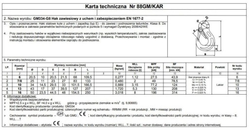 НАВЕСНОЙ КРЮК С УШИНОЙ И ЗАЩИТОЙ G8 10MM W