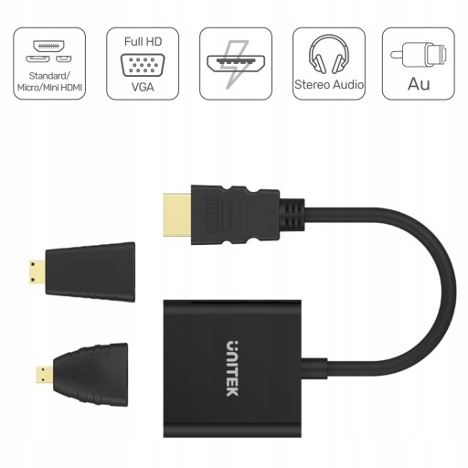 Адаптер микро/мини HDMI-VGA+аудио Unitek Y-6355