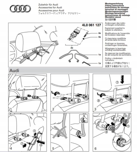 Audi Автомобильный вешалка 4L0 061 127 хром-серебро для подголовника