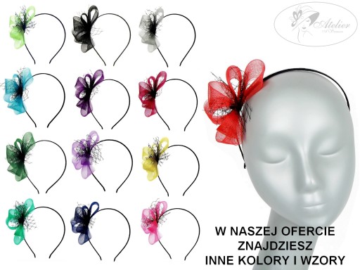 FASCYNATOR, OZDOBNA OPASKA Z WOALKĄ - biała