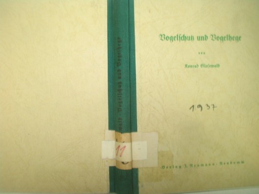 Vogelschutz und Vogelhege K.Glasewald ЗАЩИТА ПТИЦ 1937 г.