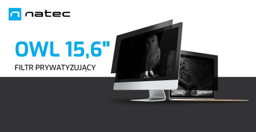 Фильтр конфиденциальности NATEC Owl 15,6 дюйма, соотношение сторон 16:9, защита конфиденциальности согласно GDPR