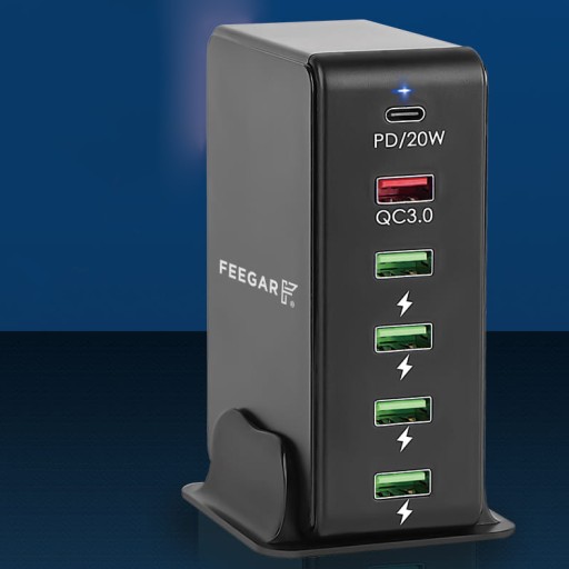 Сетевое зарядное устройство Feegar мощностью 86 Вт, 5x USB, 1 x Type-C PD