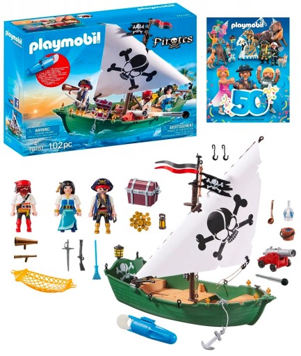 PLAYMOBIL 70151 ПИРАТЫ ПИРАТСКИЙ КОРАБЛЬ С ДВИГАТЕЛЕМ