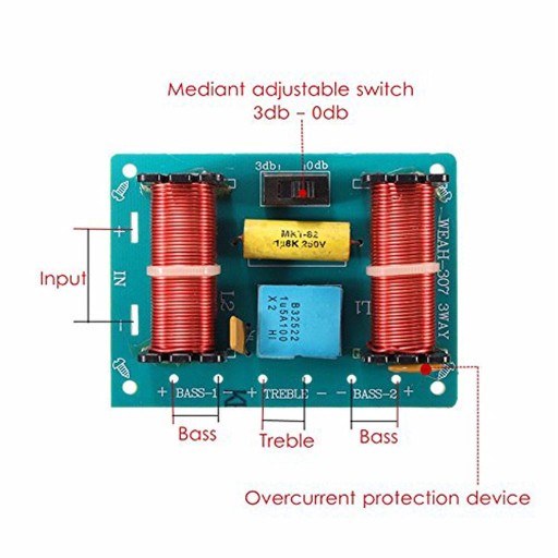 -4X Way Crossover Frequency Divider Bass