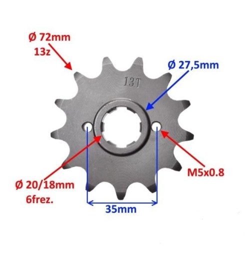 Звездочка приводная цепь Cross 250 Alfarad Xmotos Asix Beretta ORING золото