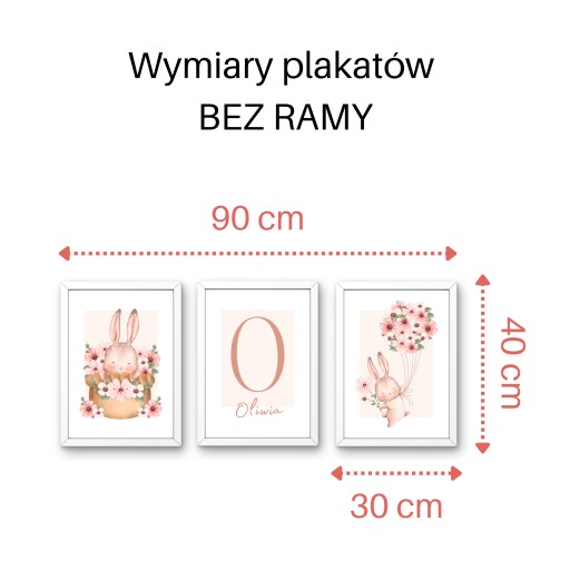 OBRAZKI DO POKOJU DZIECIĘCEGO A3 ZESTAW PLAKATY KRÓLICZKI ZWIERZĄTKA KWIATY