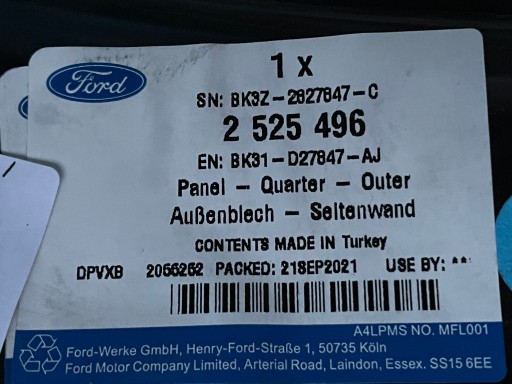 FORD TRANSIT MK8 SŁUPEK PRZEDNI LEWY Z NADKOLEM