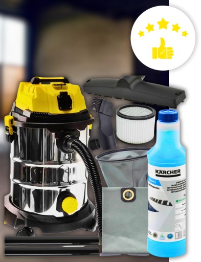 ПРОМЫШЛЕННЫЙ ПЫЛЕСОС БЕЗРЕШЕКОВЫЙ С ШЕЙКЕРОМ GEKO 3800 Вт + ЖИДКОСТЬ KARCHER