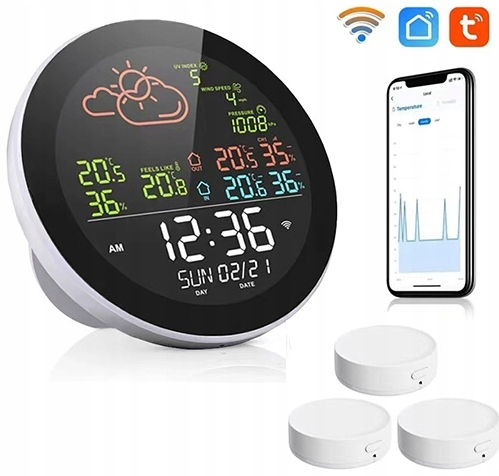 МЕТЕОЛОГИЧЕСКАЯ СТАНЦИЯ Tuya Wi-Fi с 3 ДАТЧИКАМИ